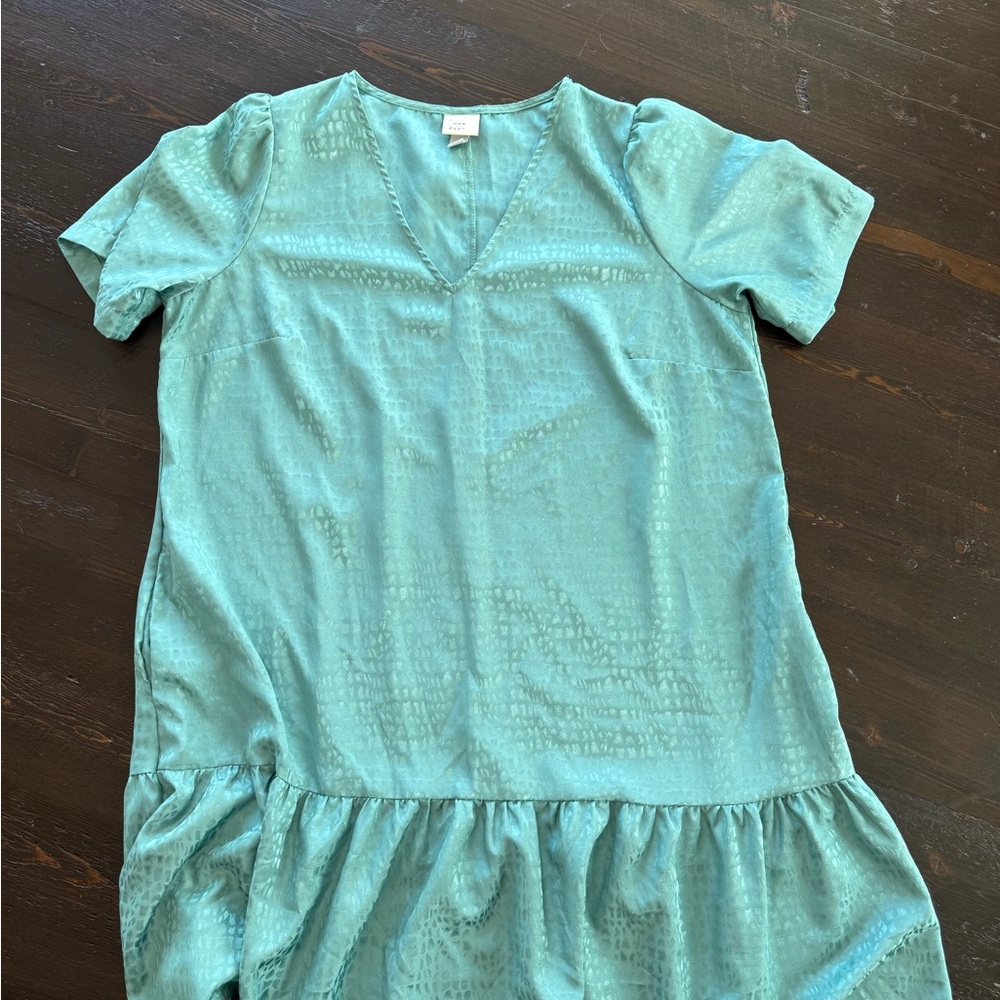A new day medium drop waist shimmer teal dress